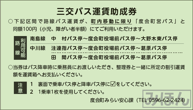 運賃助成券表面